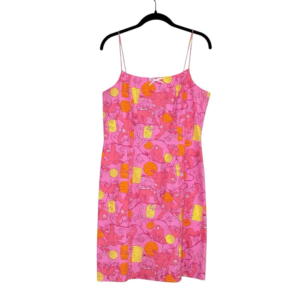 Lilly Pulitzer Pink Dress Strawberry Barrel of Monkeys White Label SZ 10